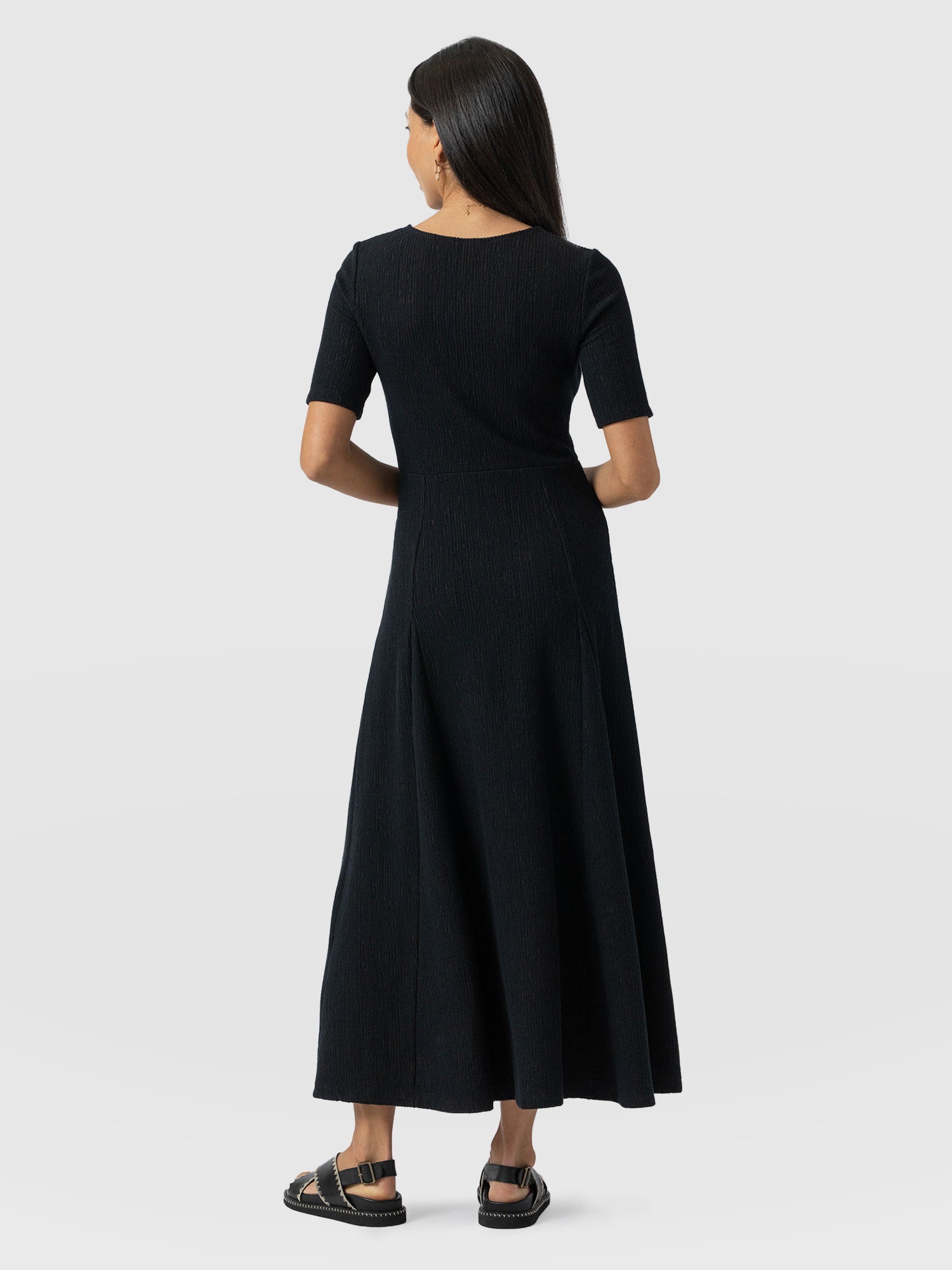 Akia Short Sleeve Dress - Black Textured - Image 6