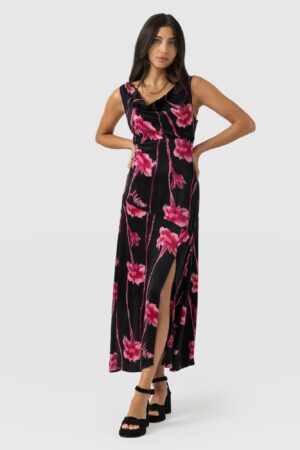 Alexis Dress - Pink Stem Floral