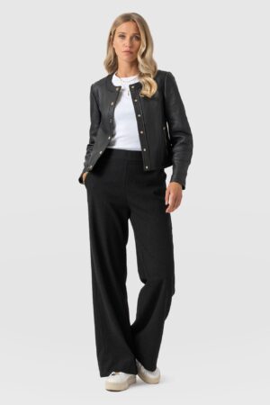 Arden Wide Leg Pant - Black Boucle