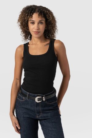 Asher Scoop Neck Vest - Black