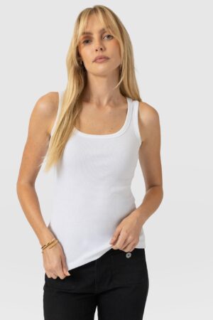 Asher Scoop Neck Vest - White