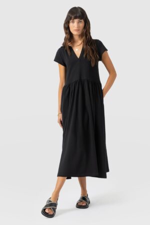 Bonnie V Neck Dress - Black