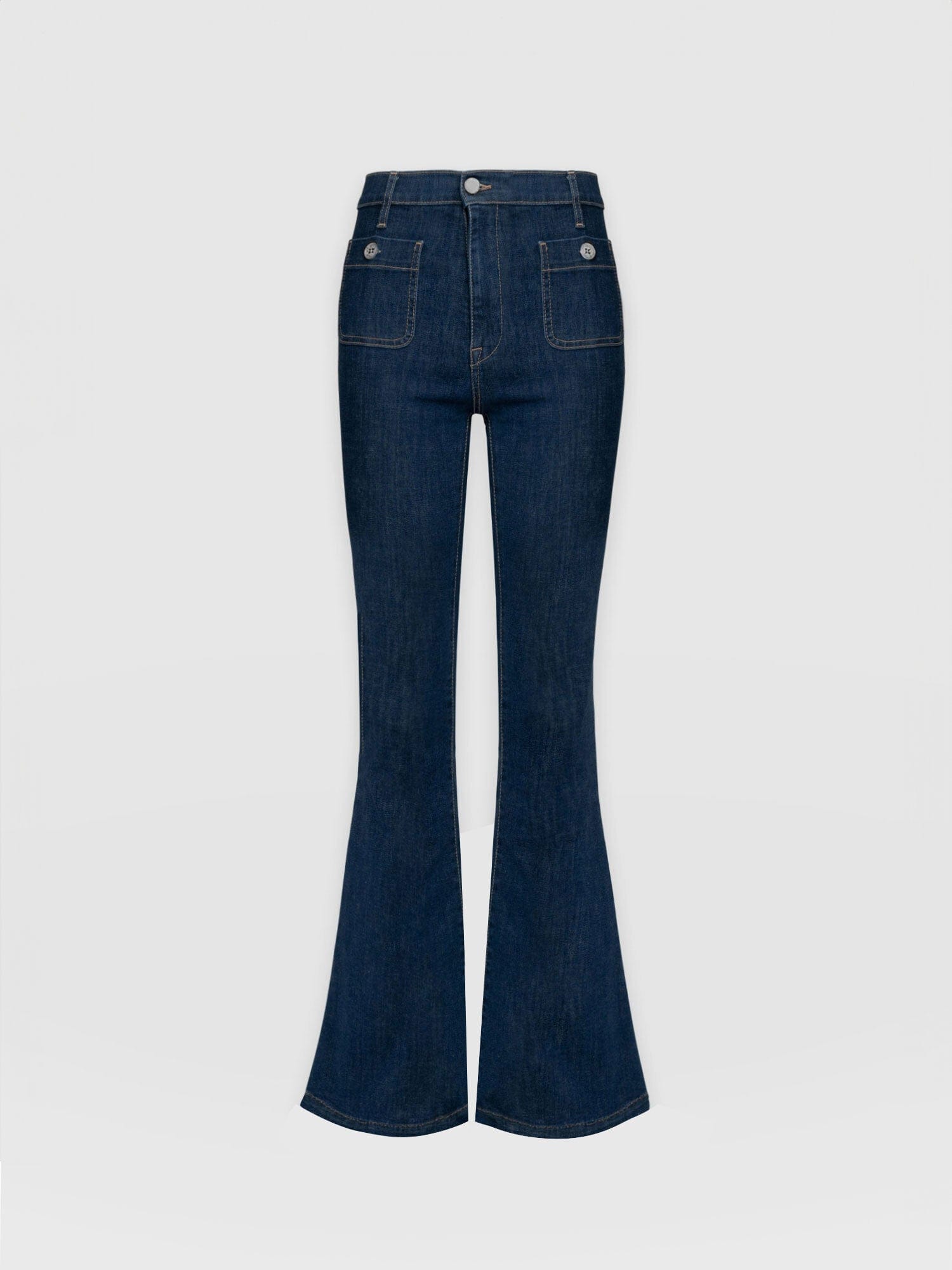 Bowie Stretch Flare Jeans - Mid Blue - Image 7
