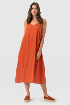 Candice A - Line Dress - Burnt Orange
