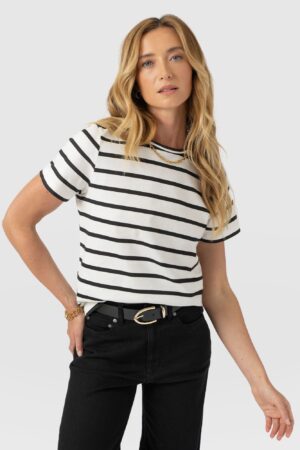 Chelsea Crew Neck Tee - Black Stripe
