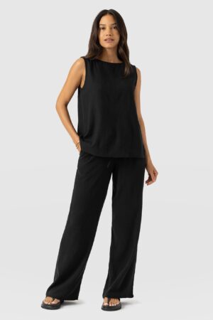 Corinne Linen Pant - Black