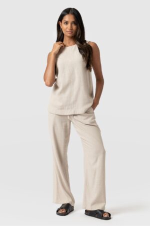 Corinne Linen Pant - Oatmeal