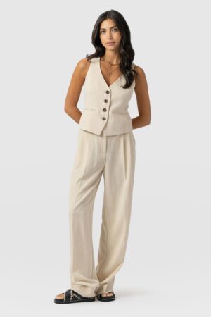 Argent Wide Leg Pant - Cream