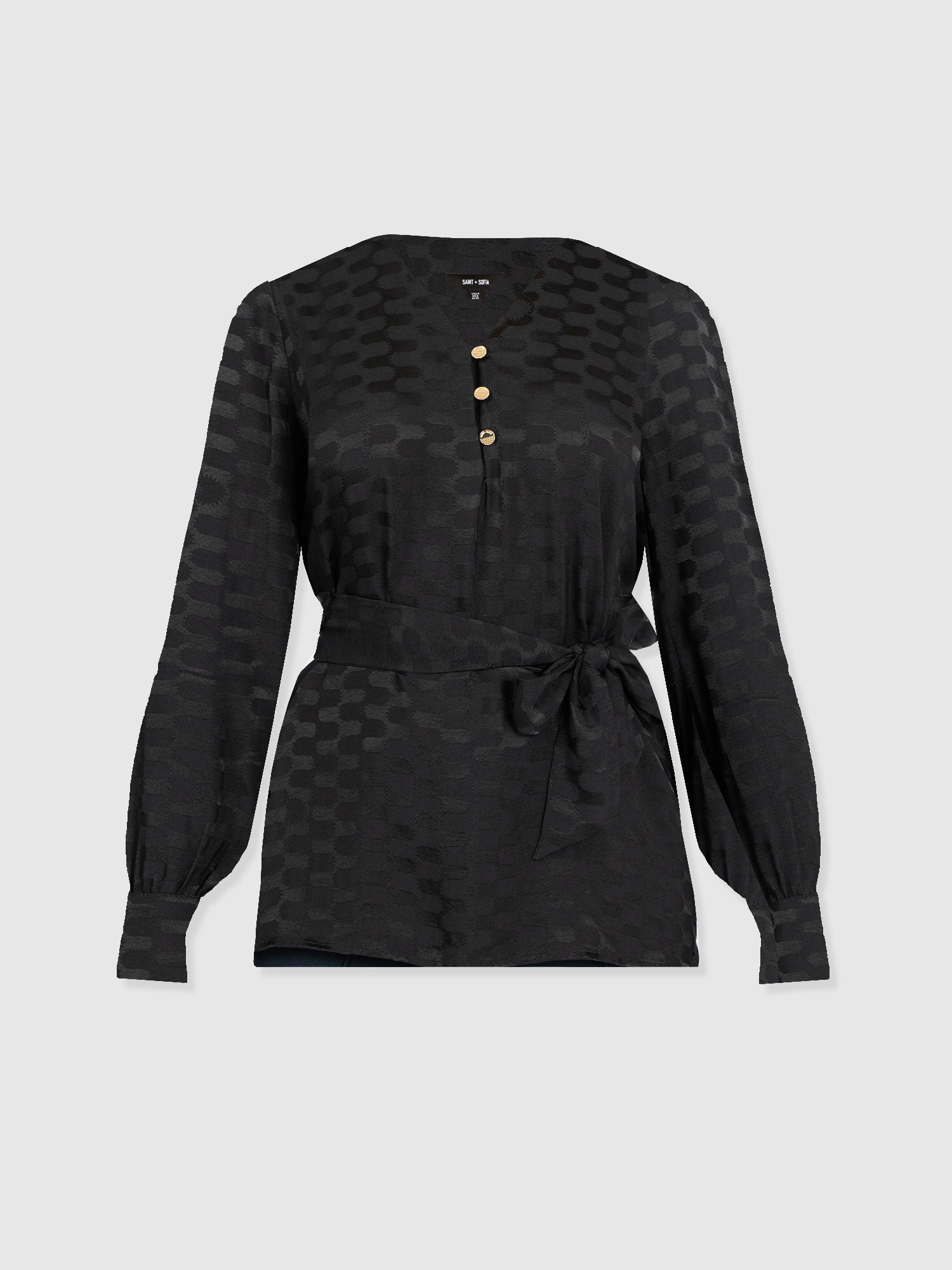 Joselyn V Neck Blouse - Black Jacquard - Image 7