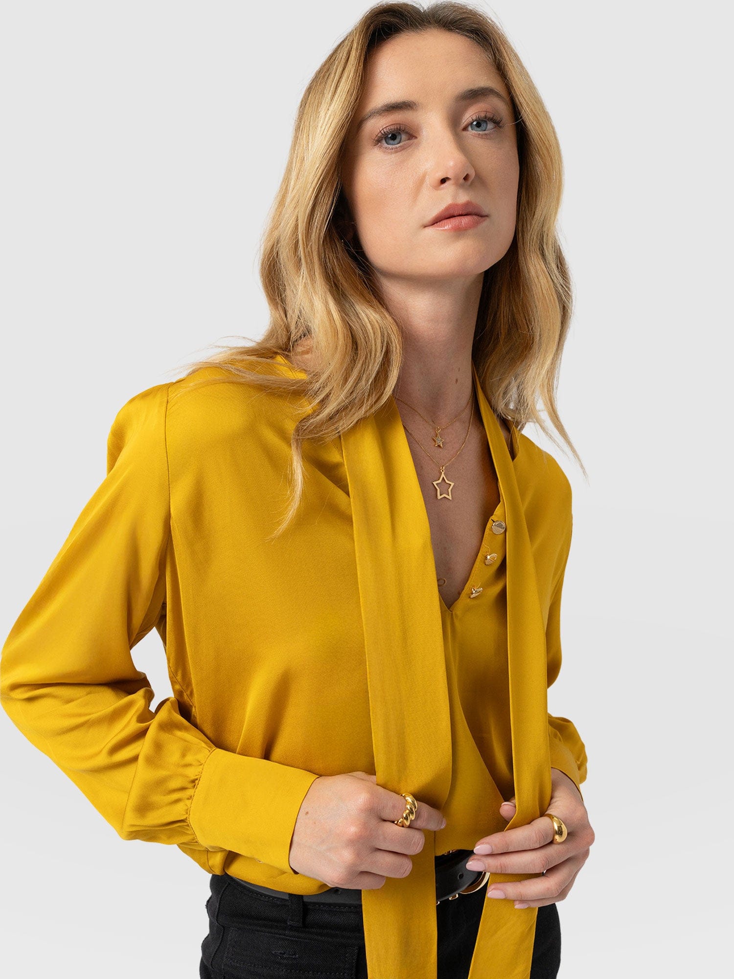 Joselyn V Neck Blouse - Golden Yellow - Image 3