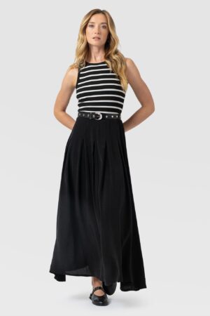 Renee Contrast Dress - Black & White Stripe