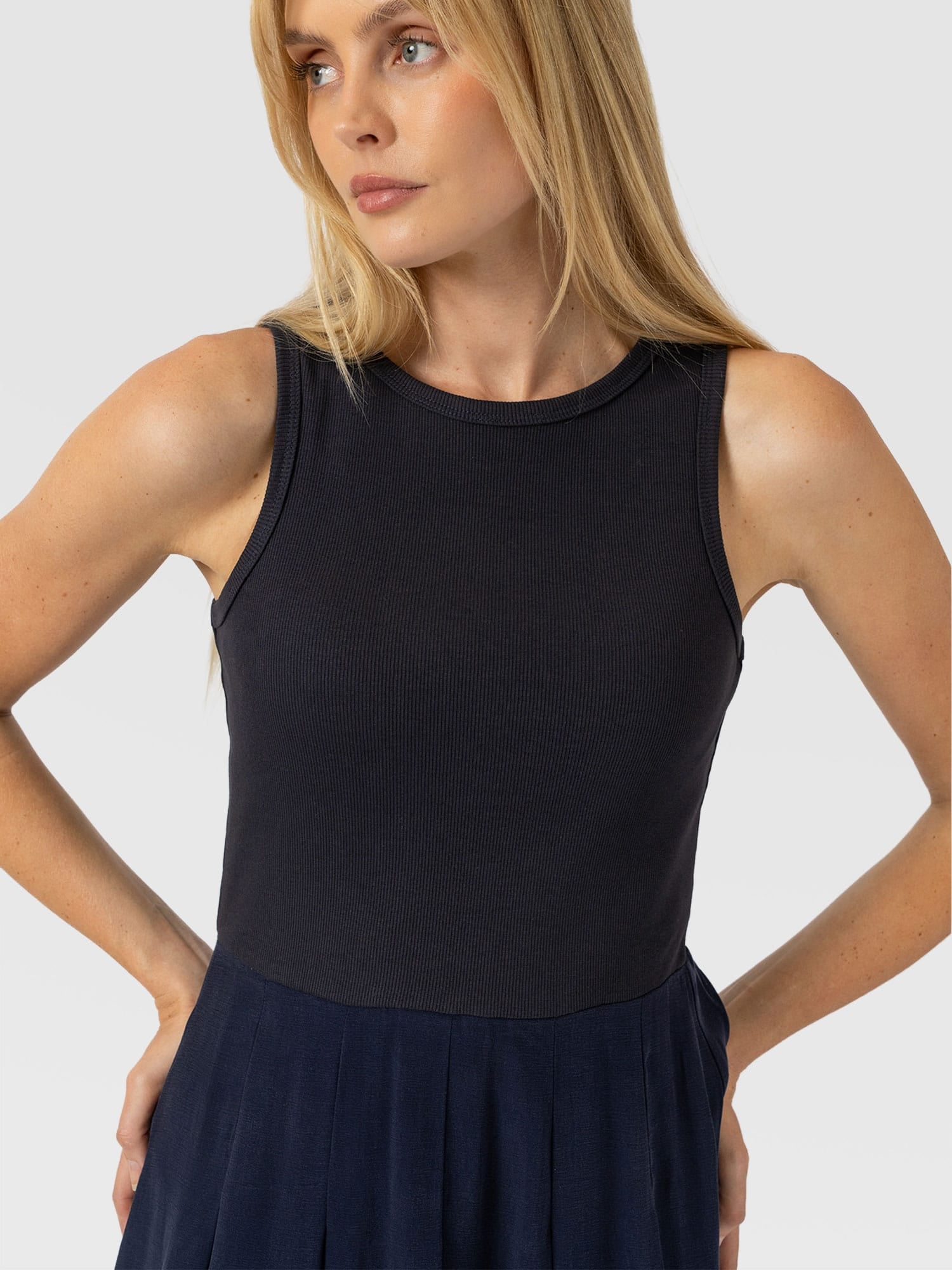 Renee Contrast Dress - Navy - Image 3
