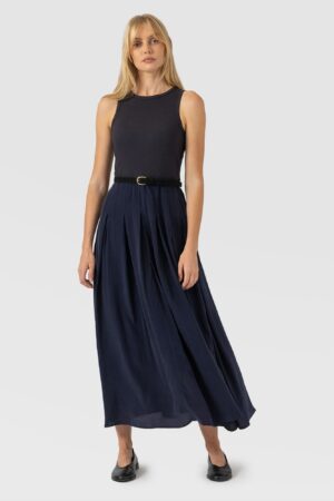Renee Contrast Dress - Navy