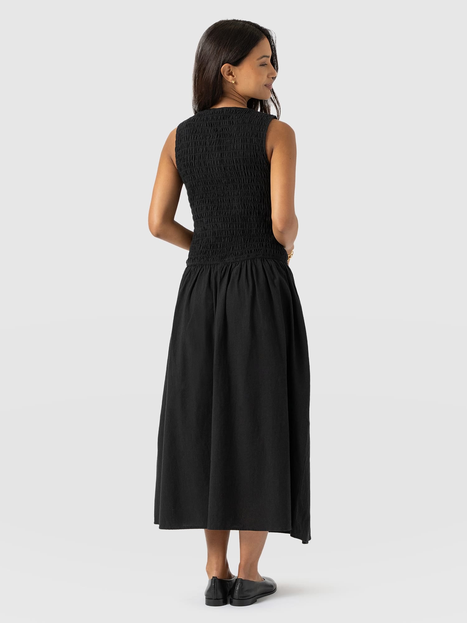 Sadie Shirring Dress - Black - Image 6