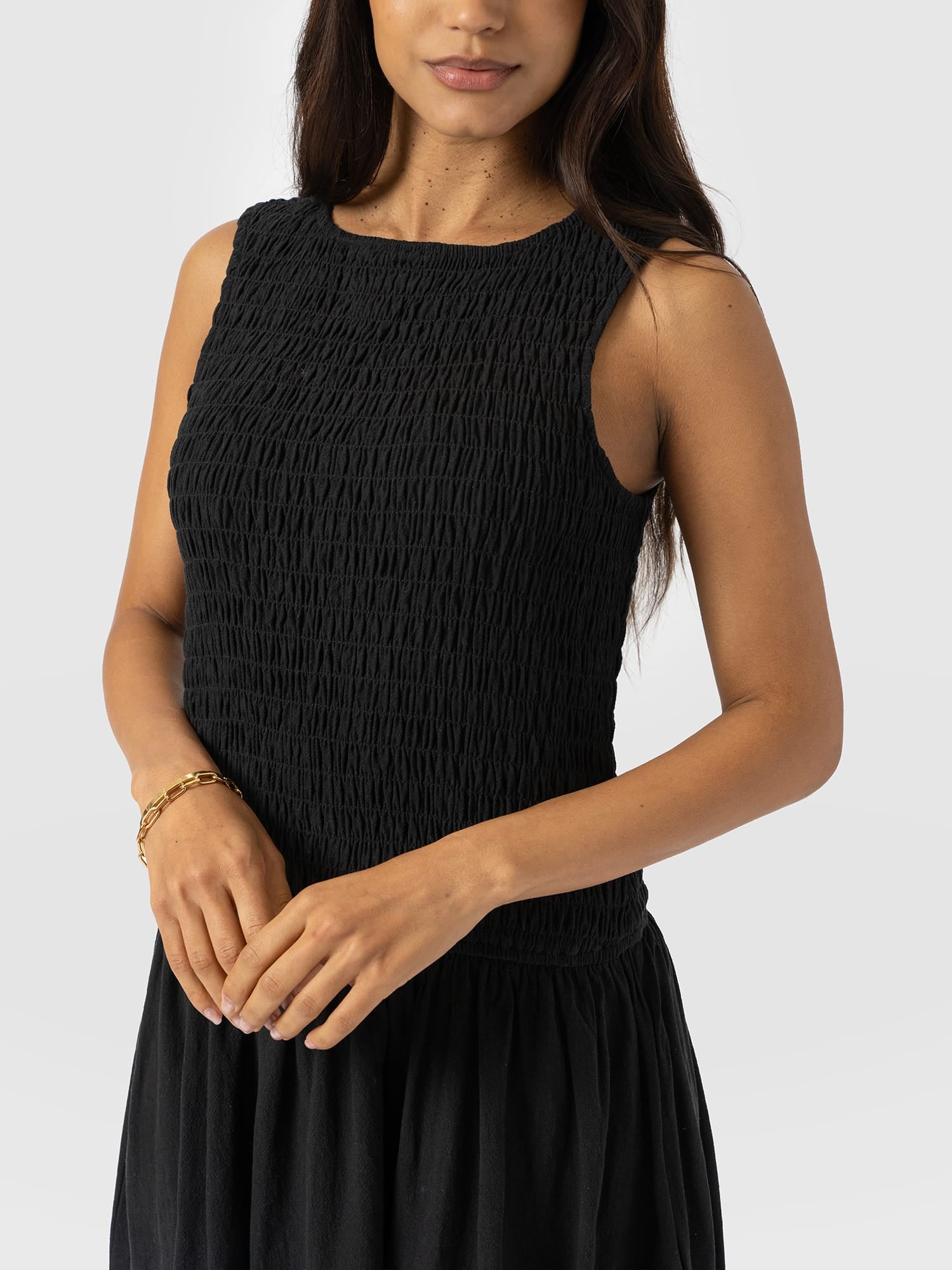Sadie Shirring Dress - Black - Image 5