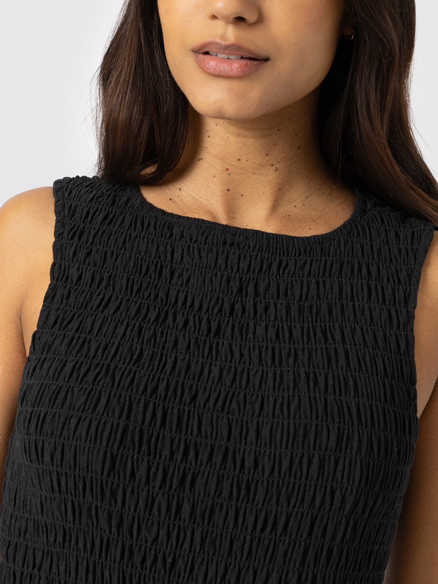 Sadie Shirring Dress - Black - Image 4