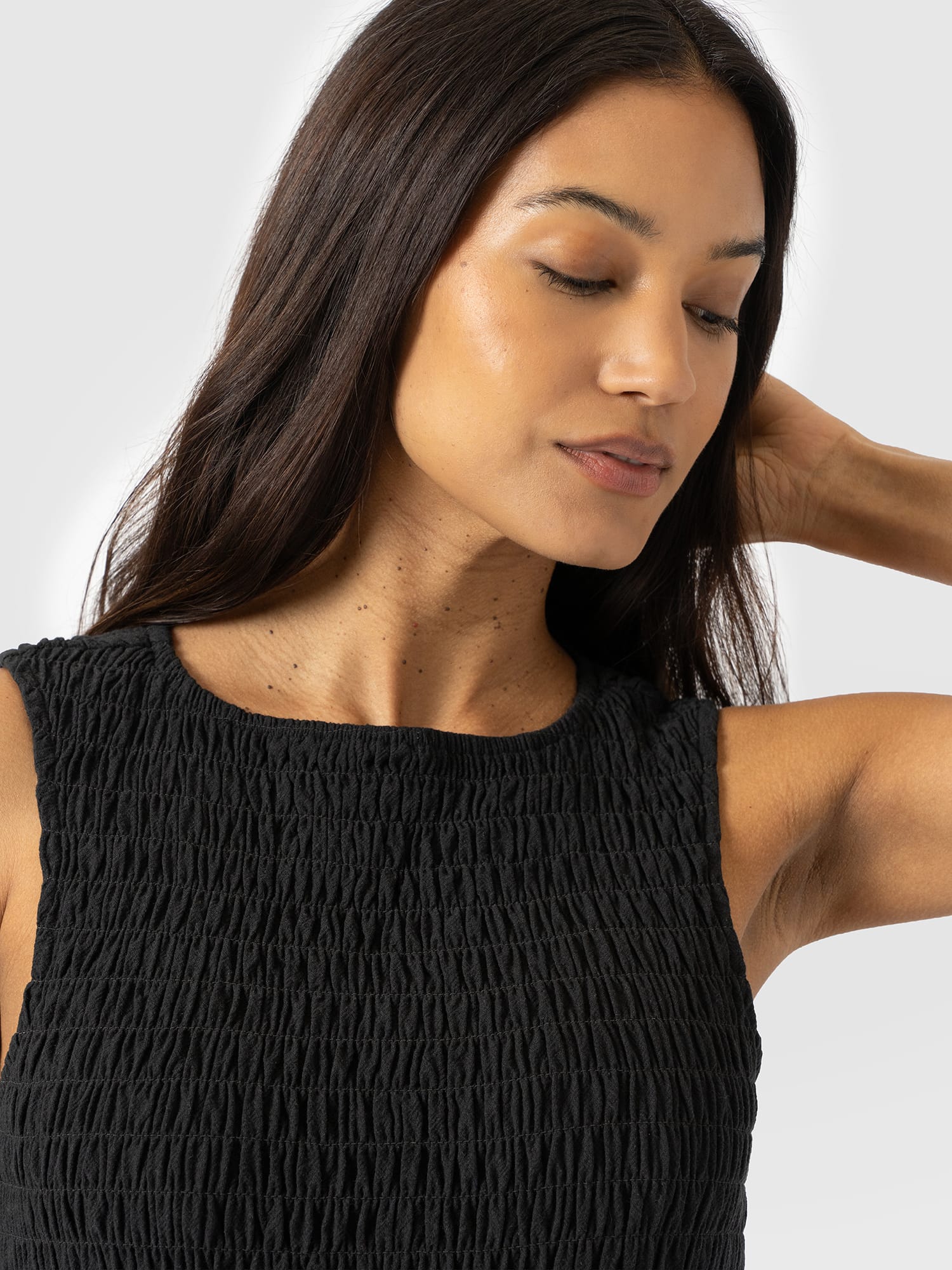 Sadie Shirring Dress - Black - Image 3