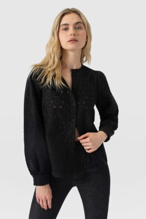 Tabitha Blouse - Black Broderie