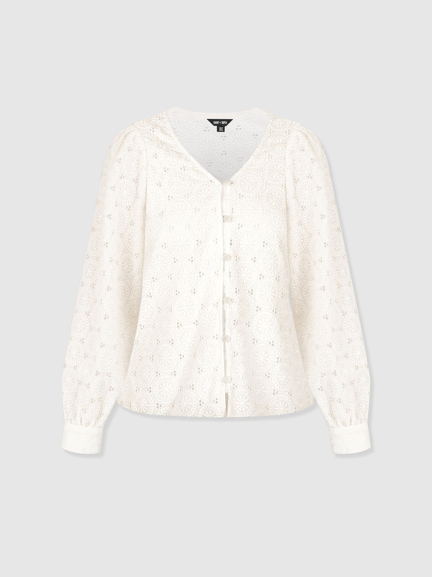 Tabitha V Neck Blouse - Cream Broderie - Image 7